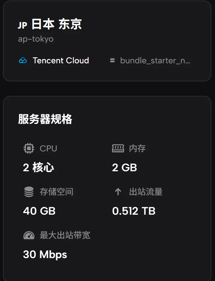 东京服务器规格